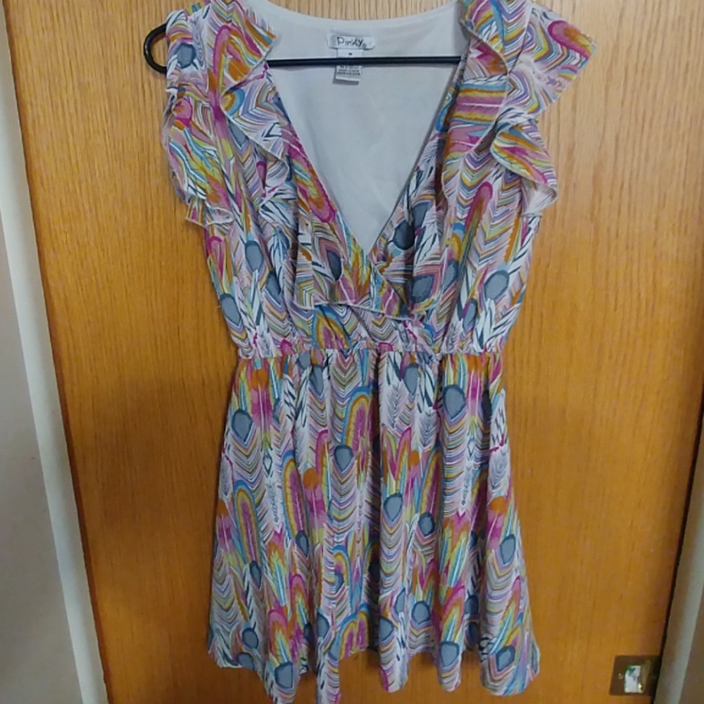 Pinky Womens Medium V Neck Blouse